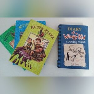 📚Rotten School & Diary of a Wimpy Kid Books..Set of 4 📓 R.L. Stine
